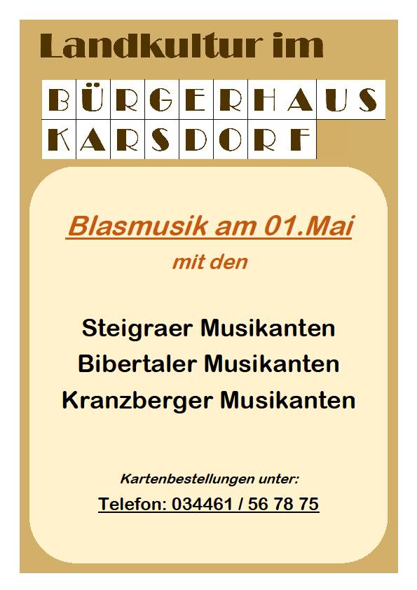 Das 19. Blasmusikfest im Brgerhaus Wetzendorf am 1.Mai 2018 - und zurck