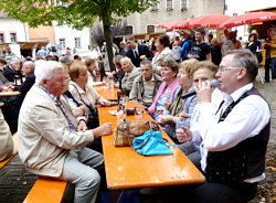 Die Steigraer Musikanten im Weindorf zum Bauernmarkt in Querfurt am 14.09.2013